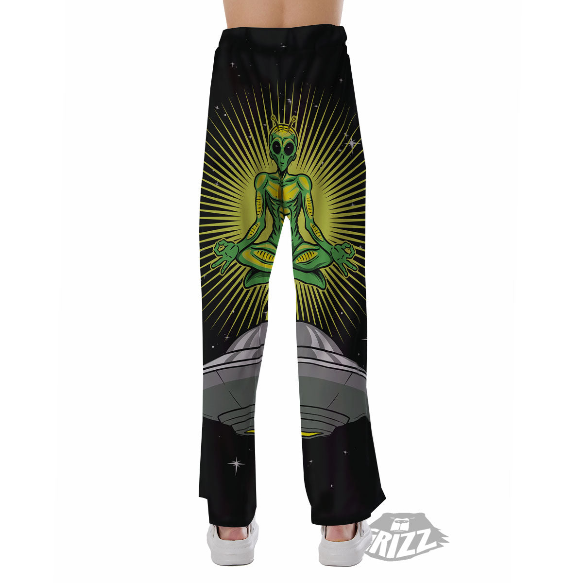 UFO Space Green Alien Print Pajama Pants-grizzshop