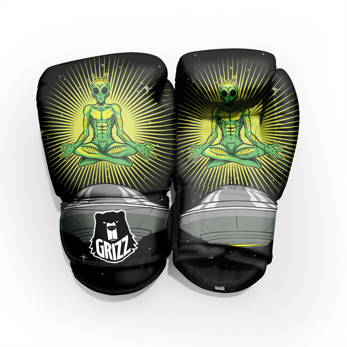 UFO Space Green Alien Print Pro Boxing Glove