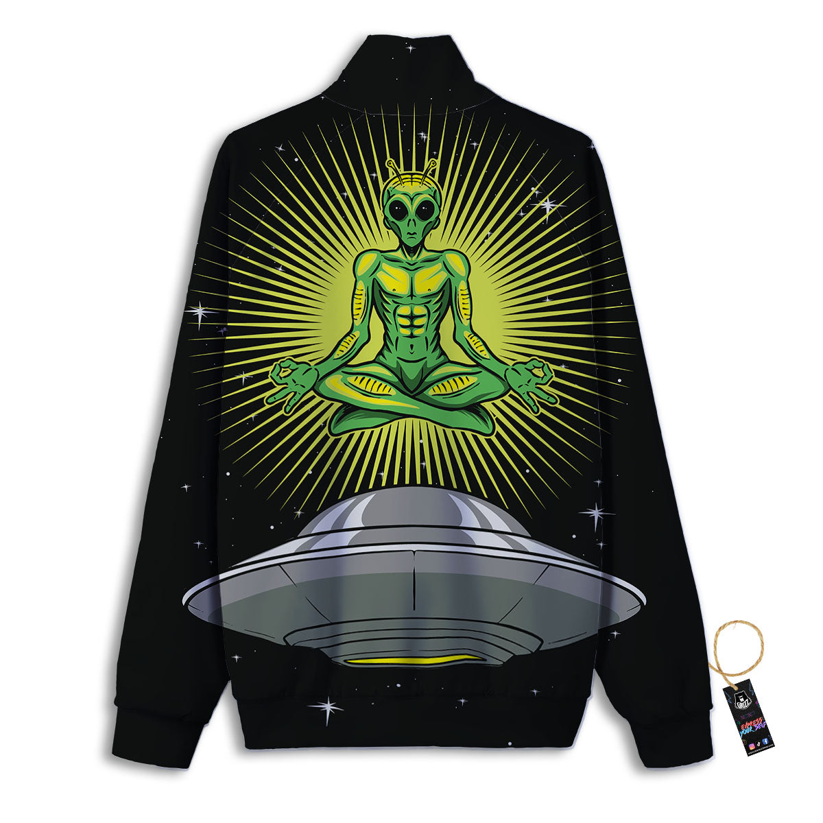 UFO Space Green Alien Print Track Jacket-grizzshop