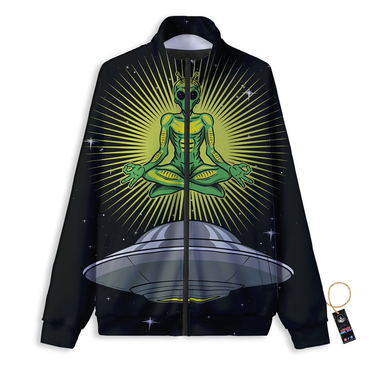 UFO Space Green Alien Print Track Jacket-grizzshop