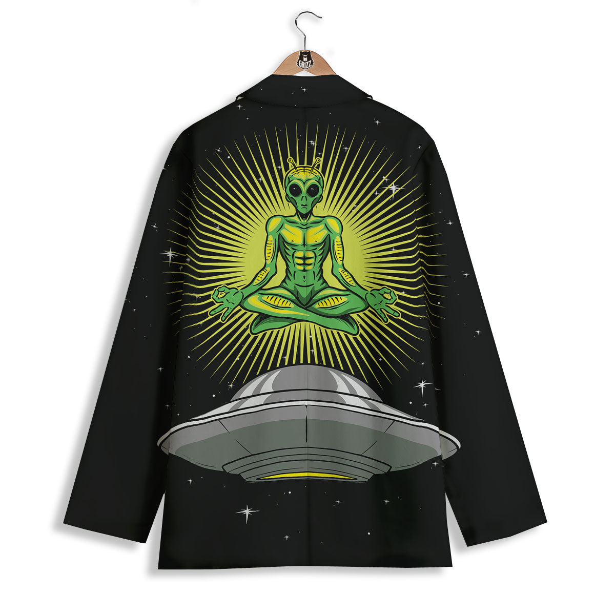 UFO Space Green Alien Print Women's Blazer-grizzshop