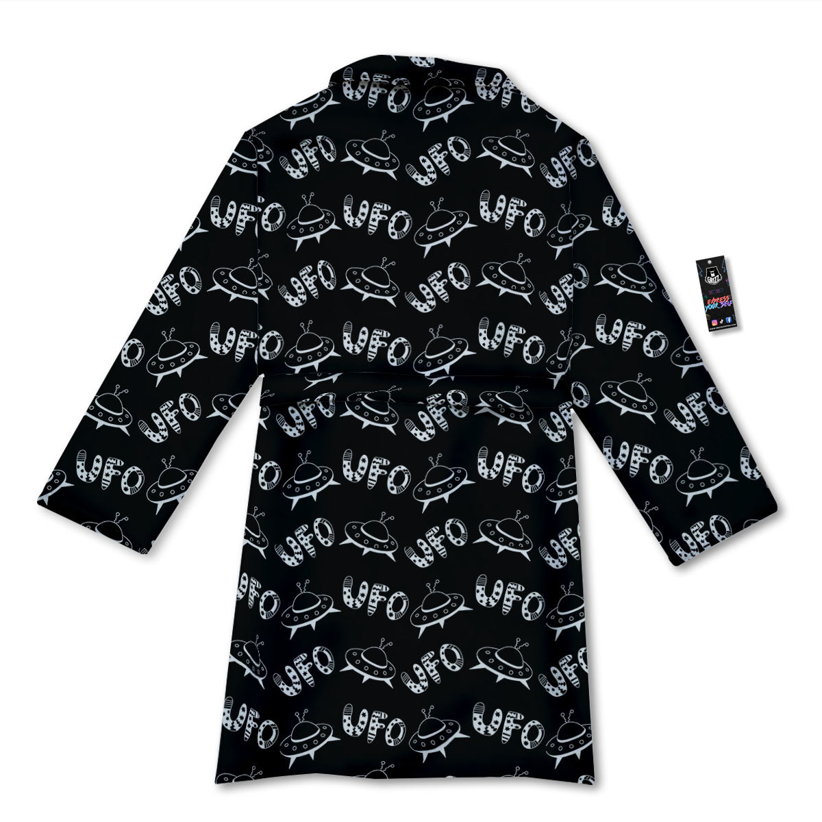 UFO White And Black Print Pattern Bathrobe-grizzshop