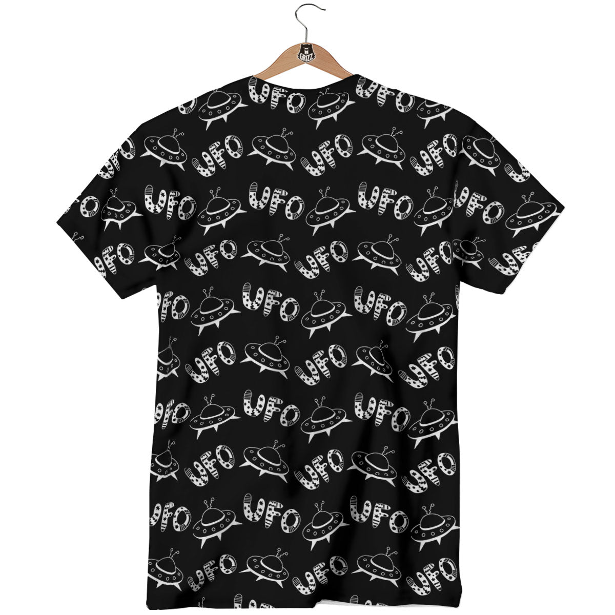 UFO White And Black Print Pattern T-Shirt-grizzshop