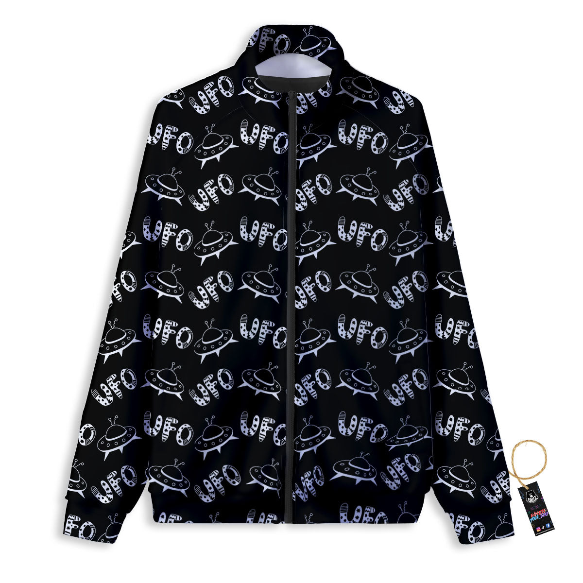 UFO White And Black Print Pattern Track Jacket-grizzshop