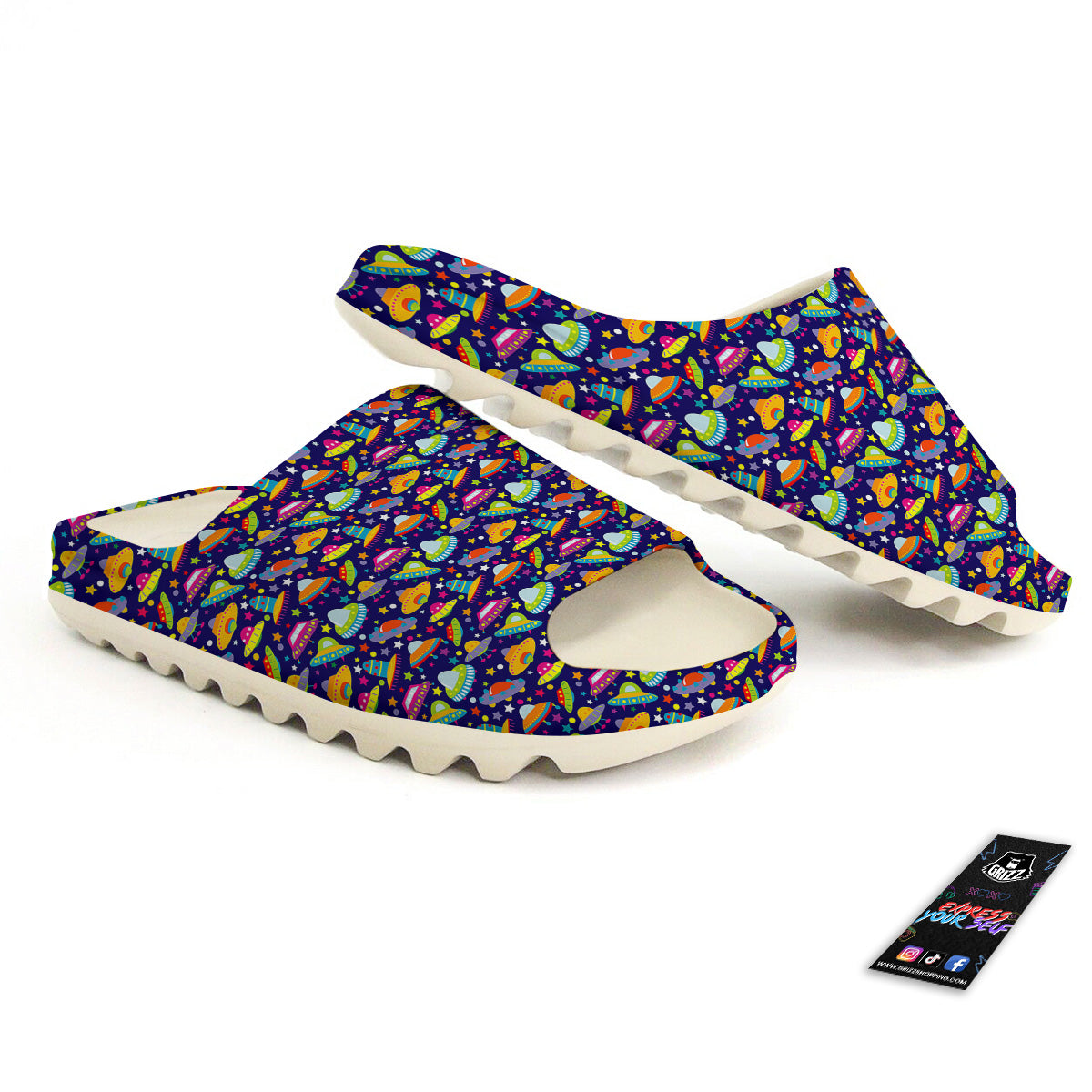 UFO Colorful Print Pattern Sandals-grizzshop