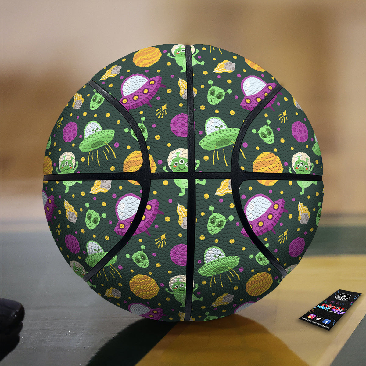 UFO Little Green Alien Print Pattern Basketball