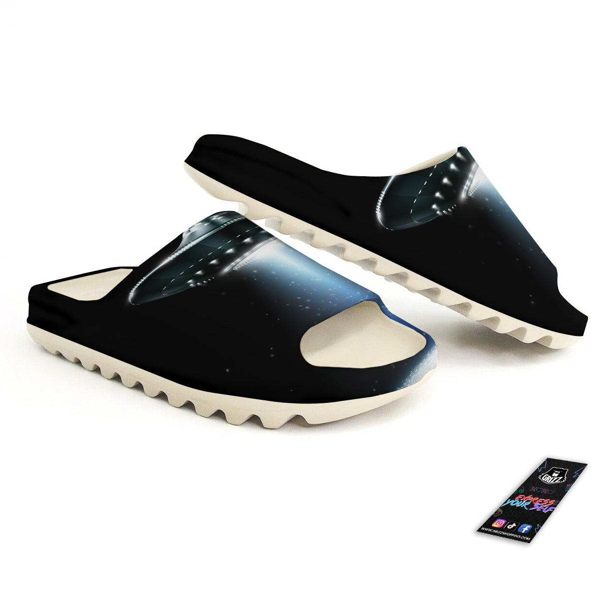UFO Night Dark Print Sandals-grizzshop