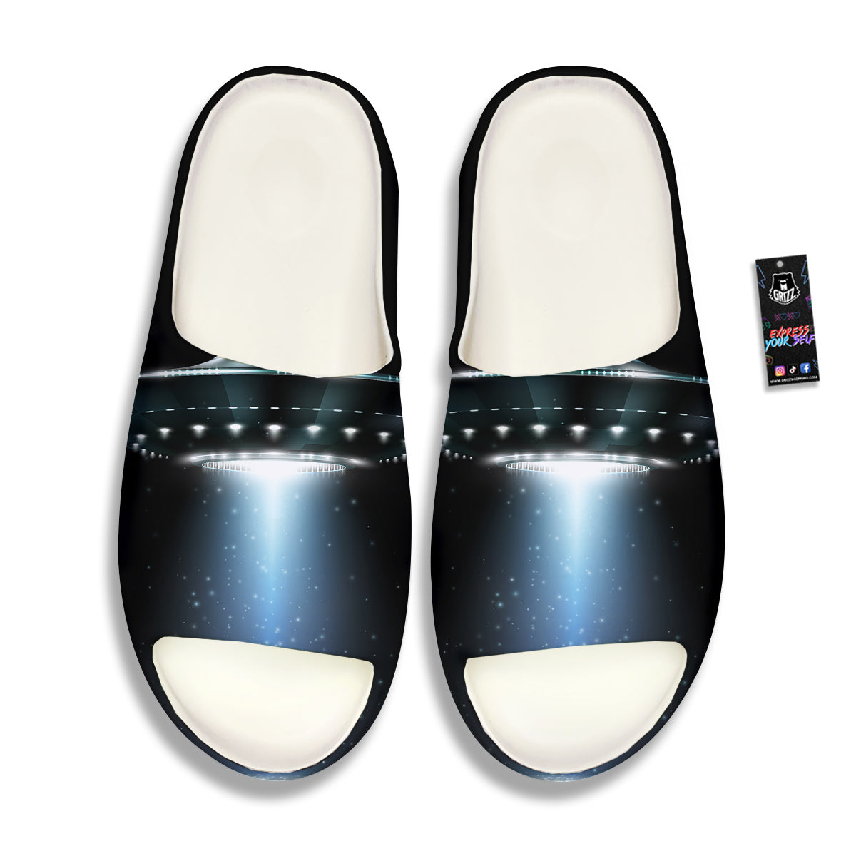 UFO Night Dark Print Sandals-grizzshop