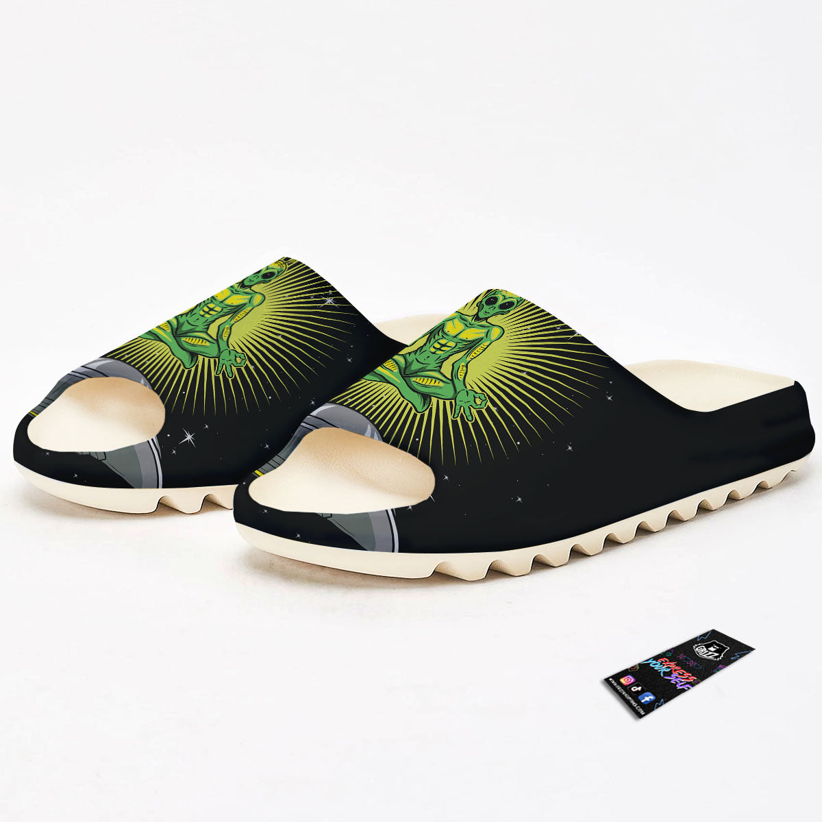 UFO Space Green Alien Print Sandals-grizzshop