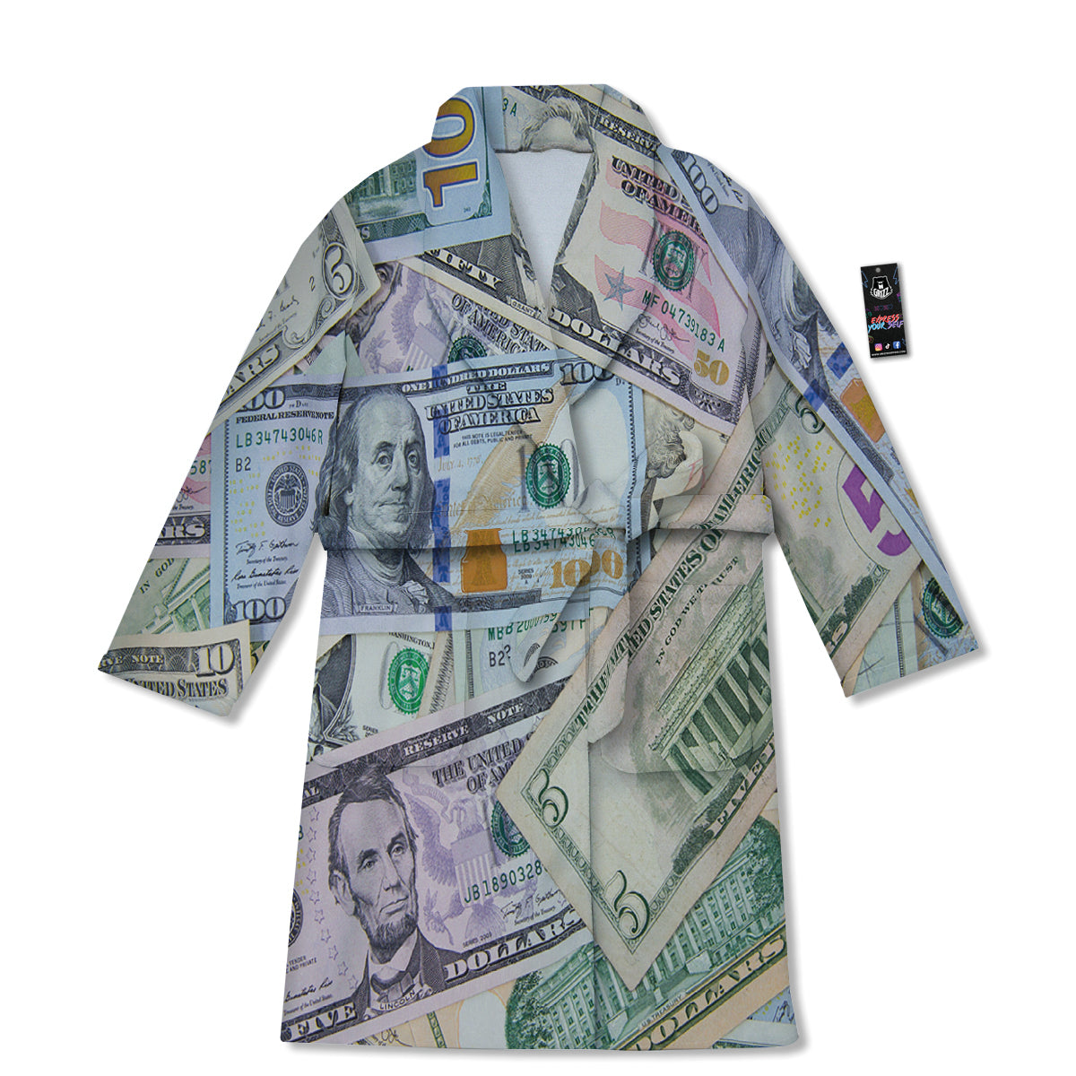 US Dollar Print Bathrobe-grizzshop