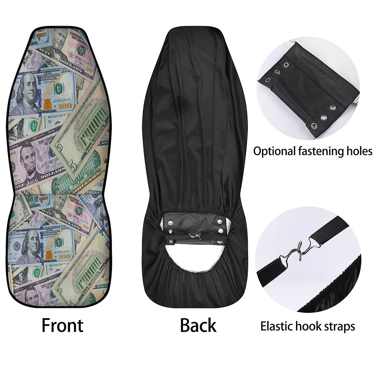 US Dollar Print Car Seat Covers-grizzshop