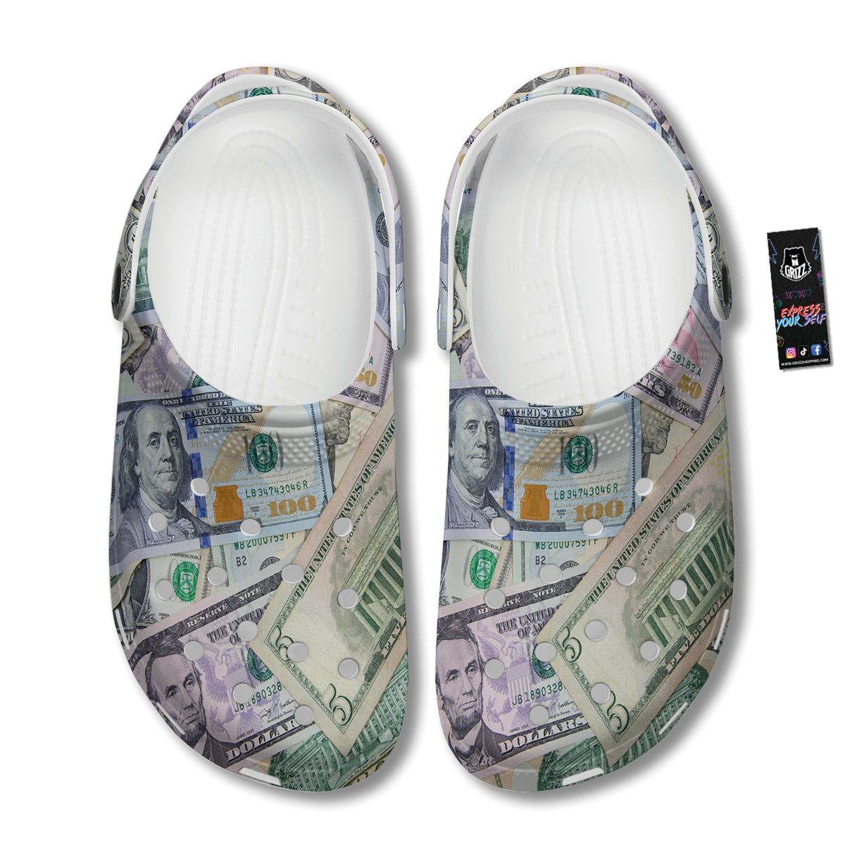 US Dollar Print Clog-grizzshop