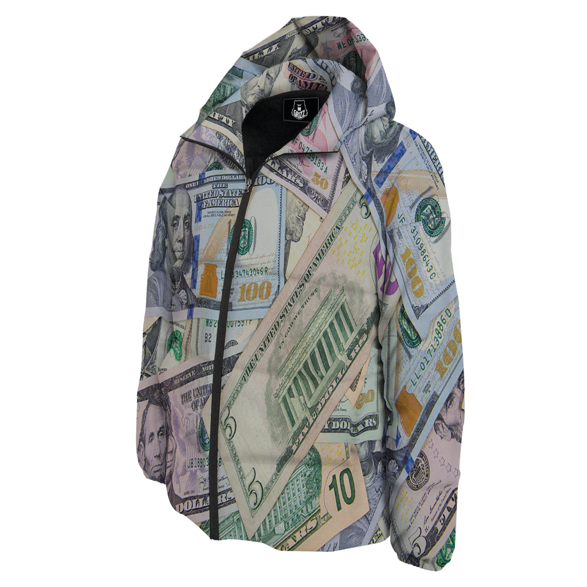 US Dollar Print Down Jacket-grizzshop