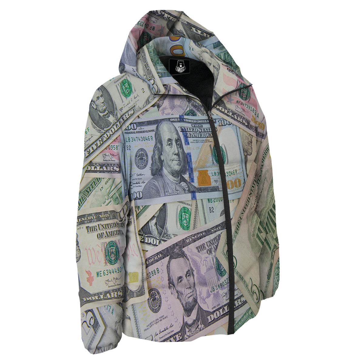US Dollar Print Down Jacket-grizzshop