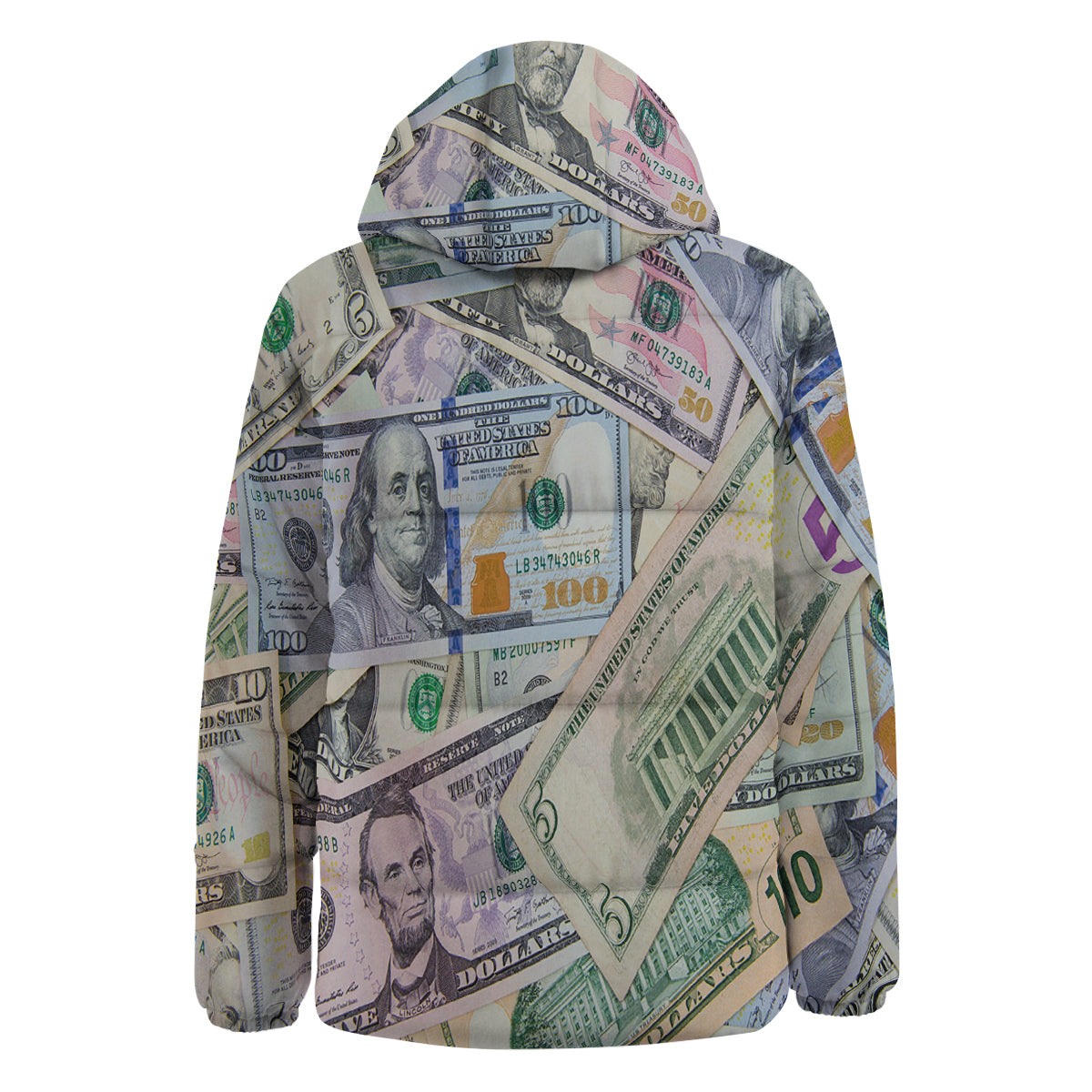 US Dollar Print Down Jacket-grizzshop