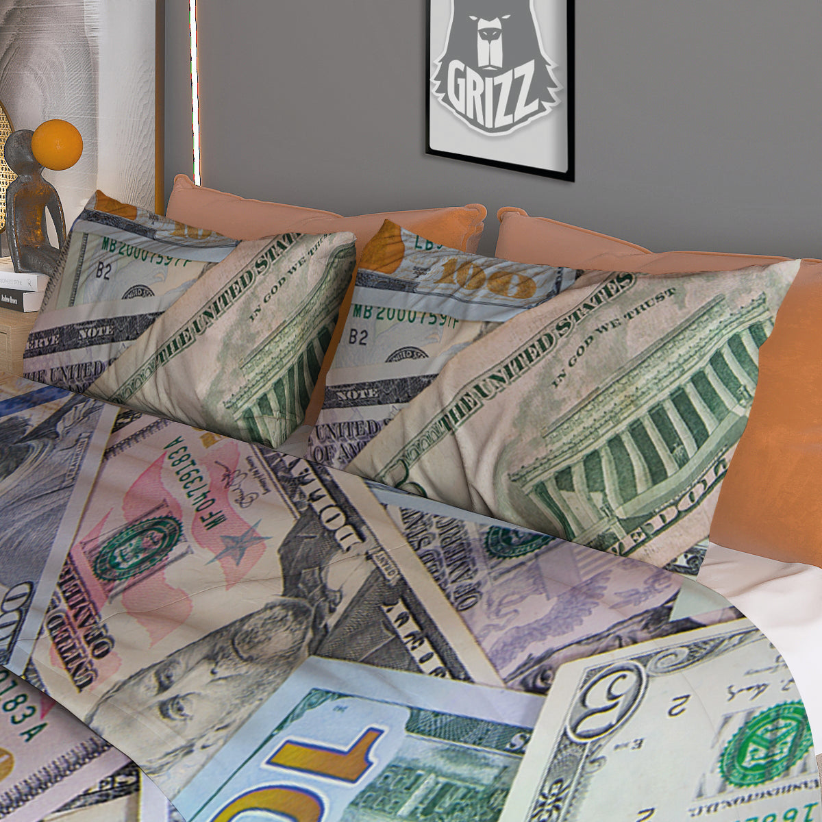 US Dollar Print Duvet Cover Bedding Set