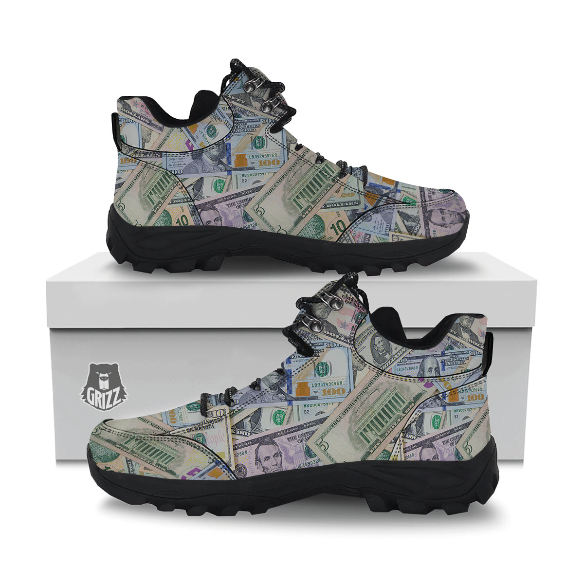 US Dollar Print Hiking Shoes-grizzshop