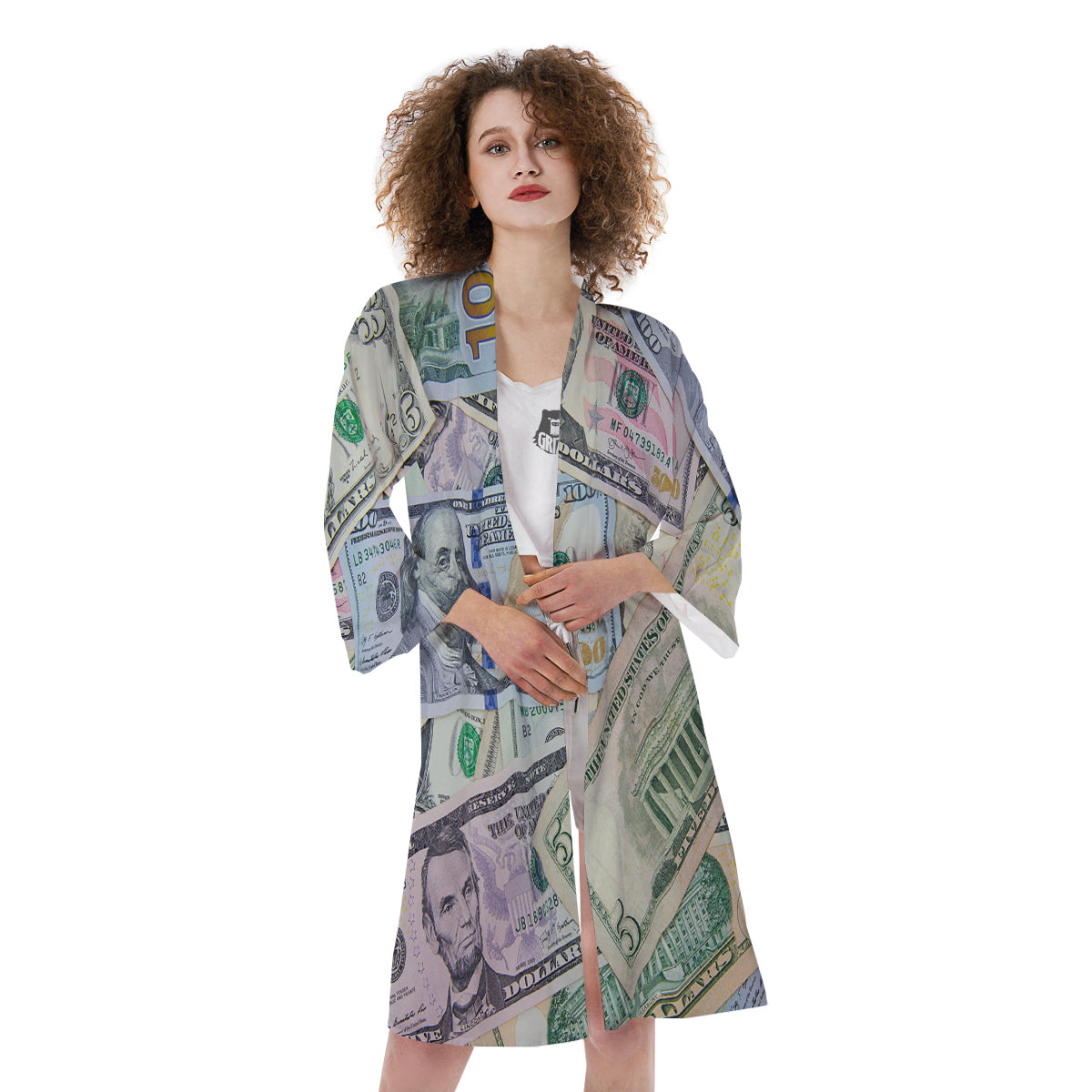 US Dollar Print Kimono-grizzshop