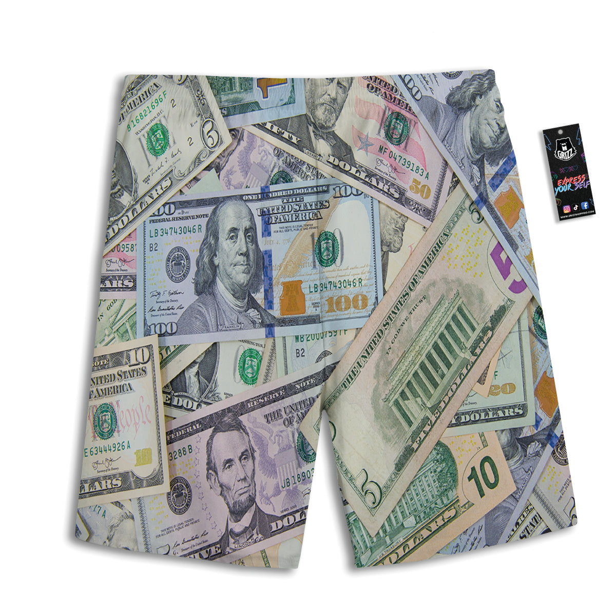 US Dollar Print Men's Athletic Shorts