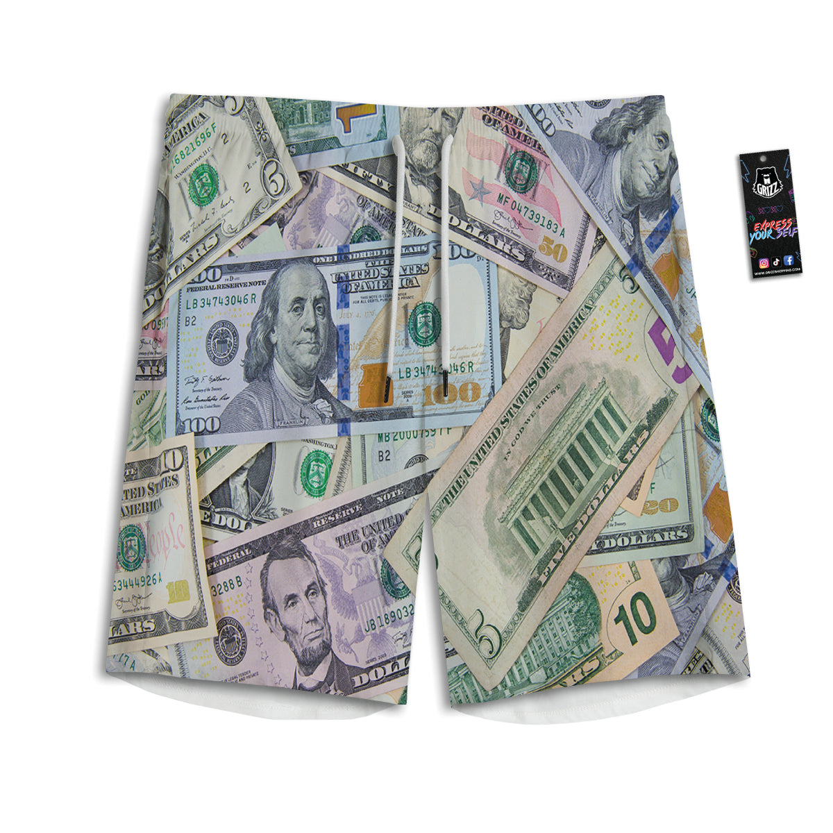 US Dollar Print Men's Athletic Shorts