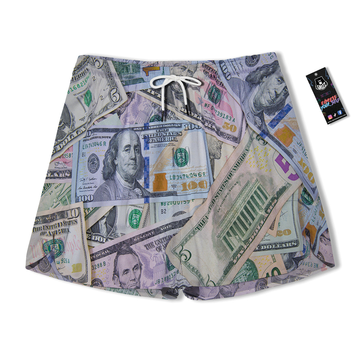 US Dollar Print Men's Running Shorts-grizzshop