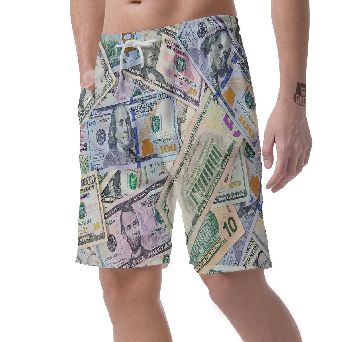 US Dollar Print Men's Shorts-grizzshop