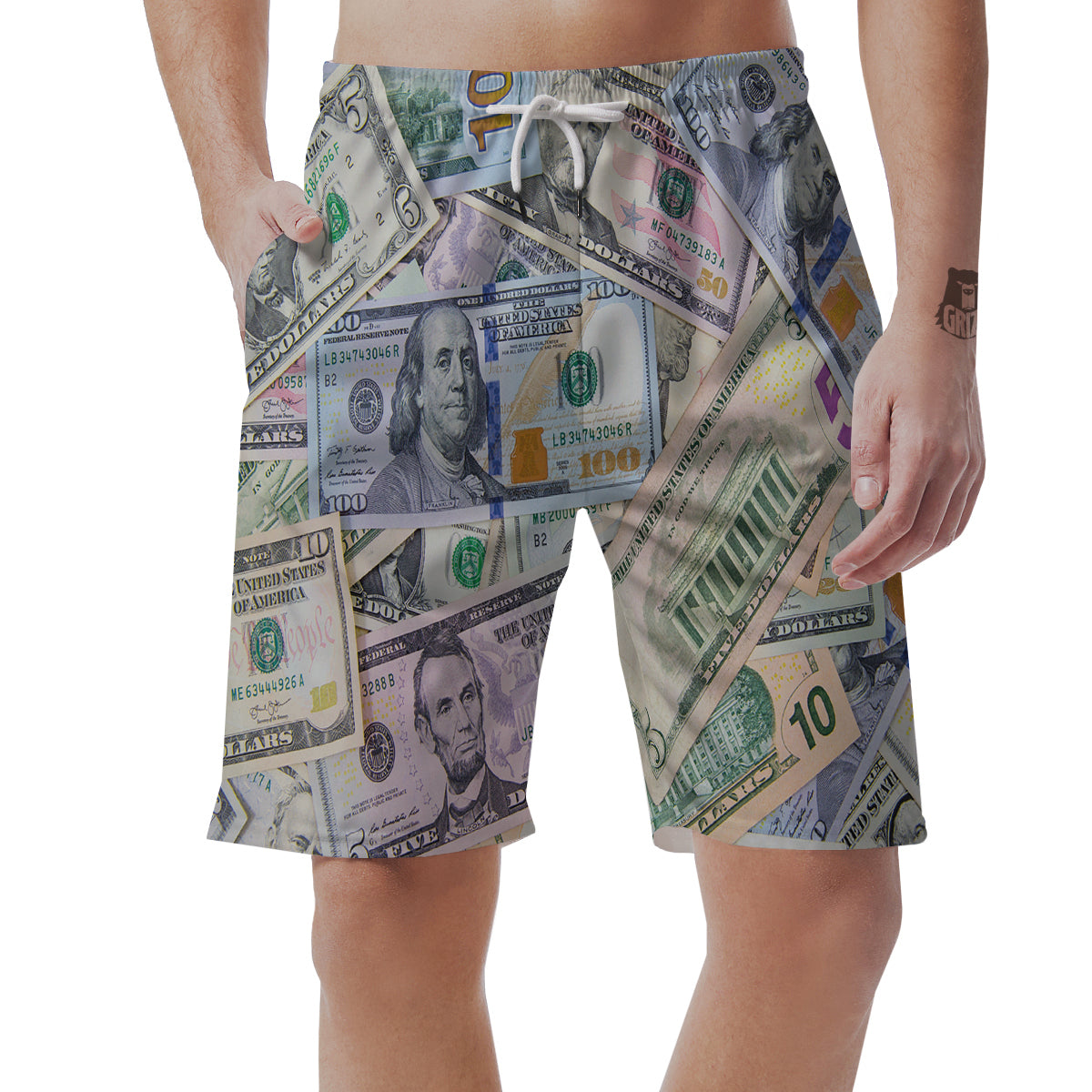 US Dollar Print Men's Shorts-grizzshop