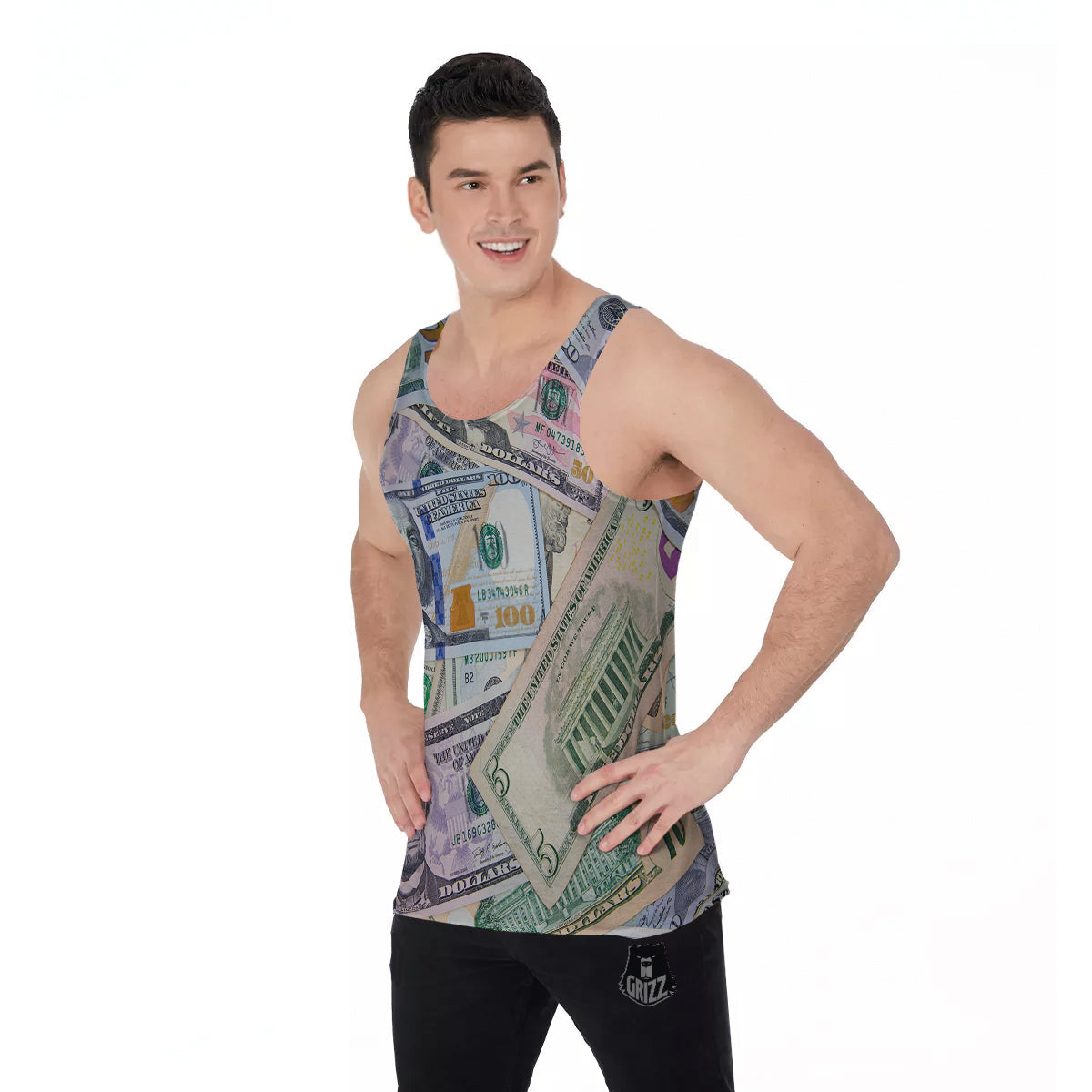 US Dollar Print Men's Tank Top-grizzshop