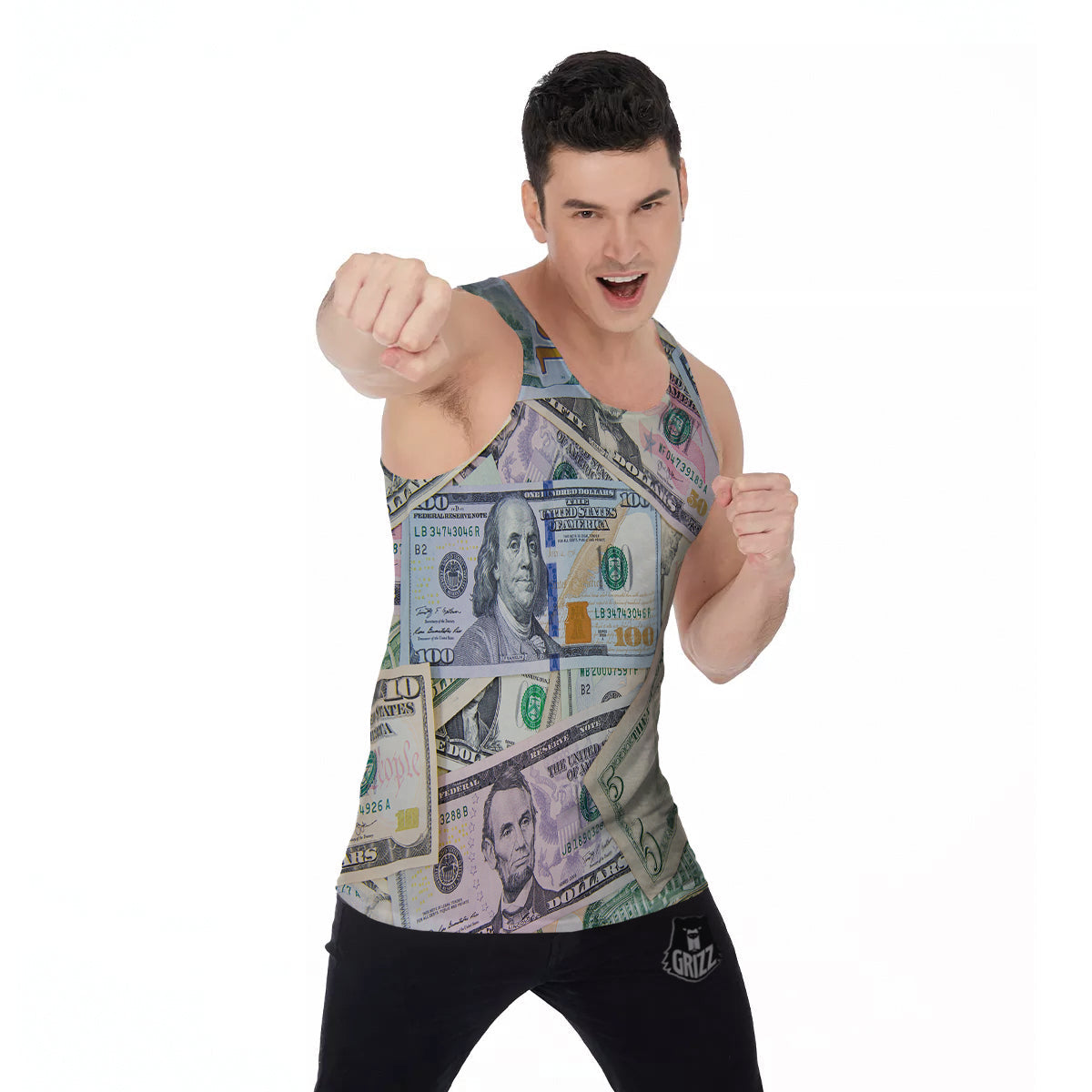 US Dollar Print Men's Tank Top-grizzshop