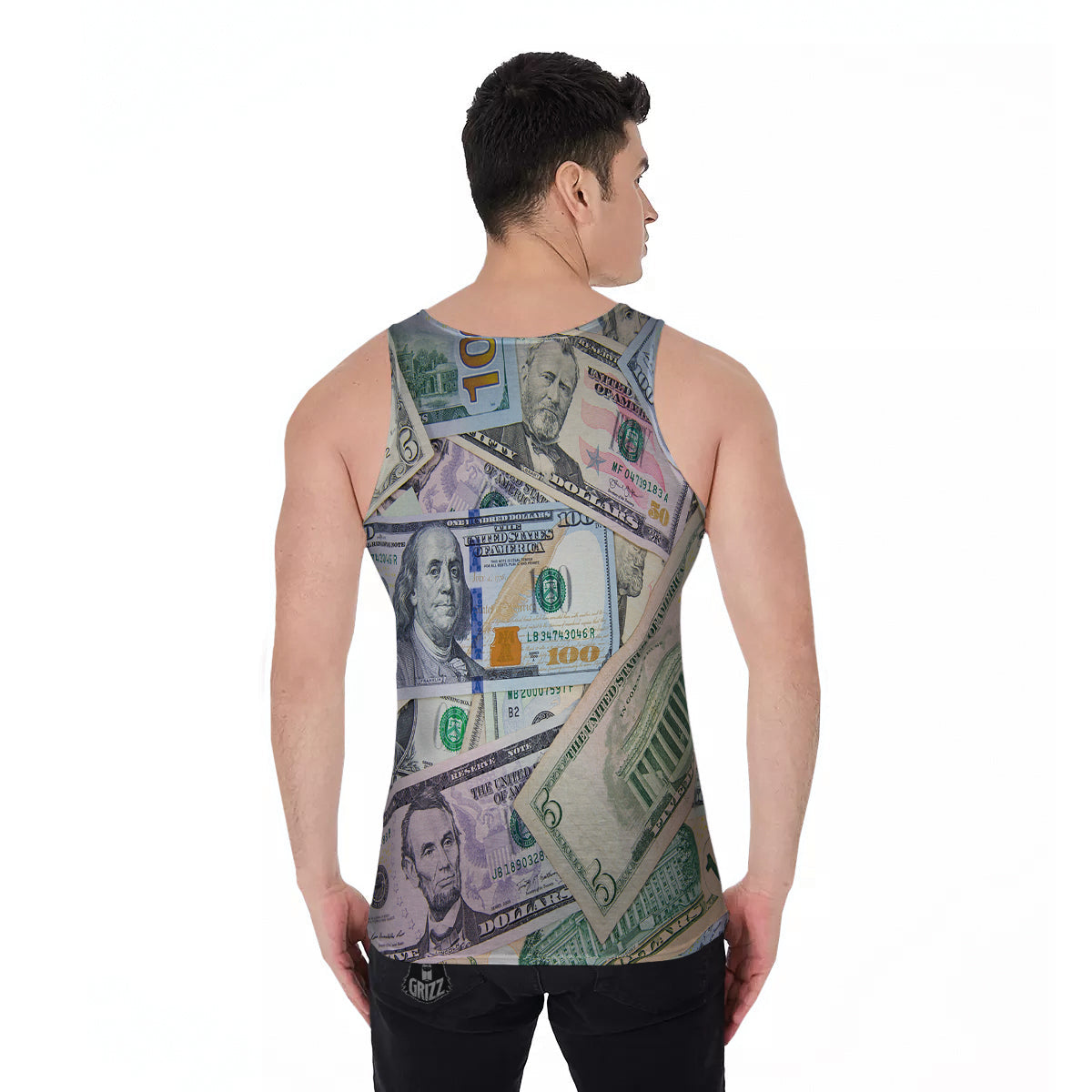 US Dollar Print Men's Tank Top-grizzshop