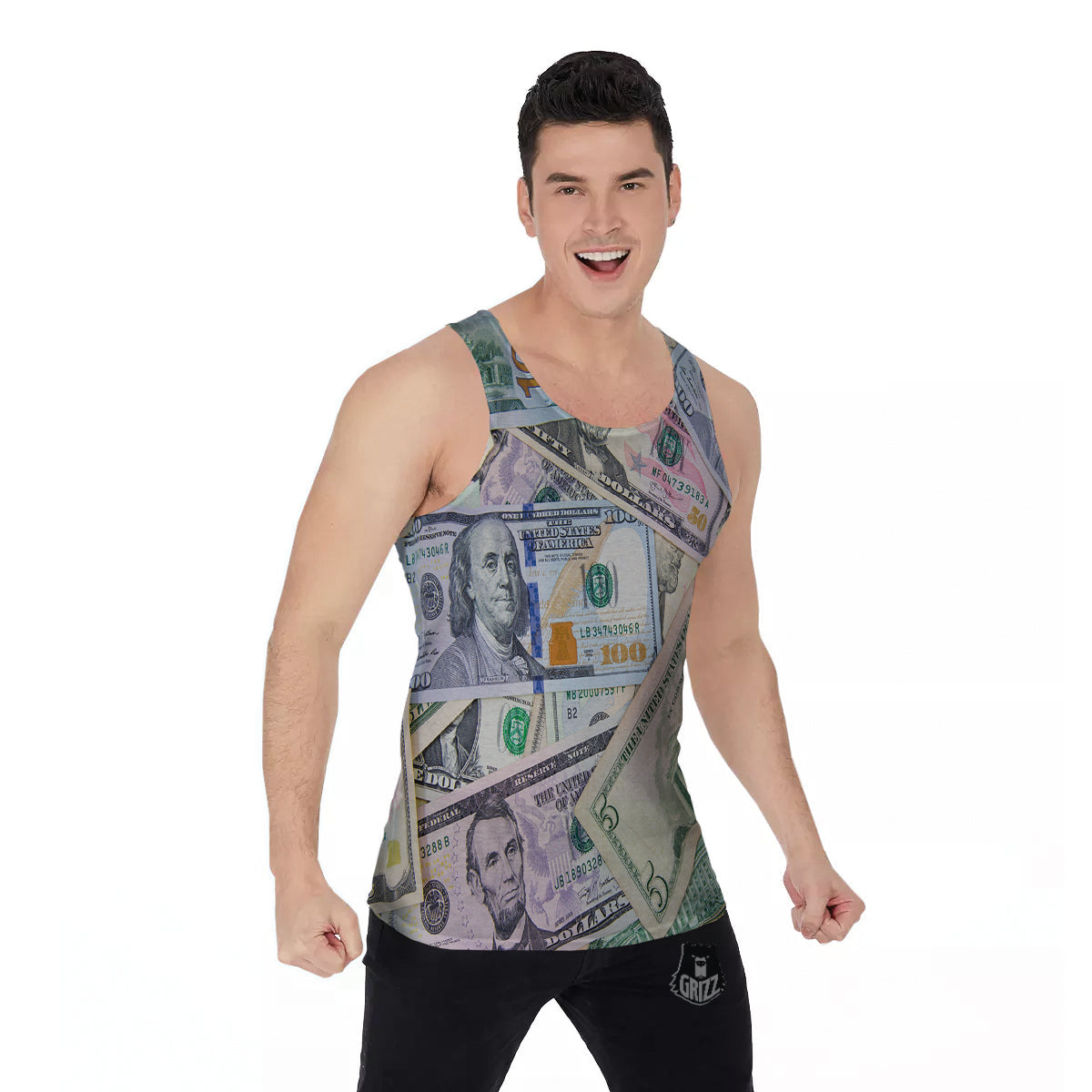 US Dollar Print Men's Tank Top-grizzshop
