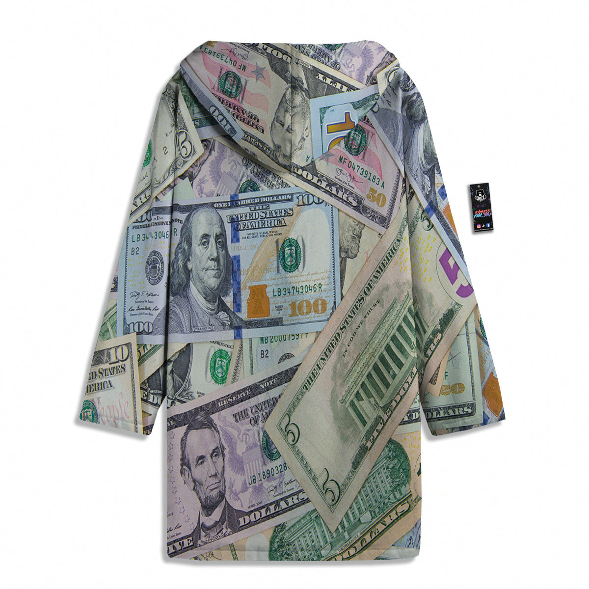 US Dollar Print Men's Windbreaker Jacket-grizzshop