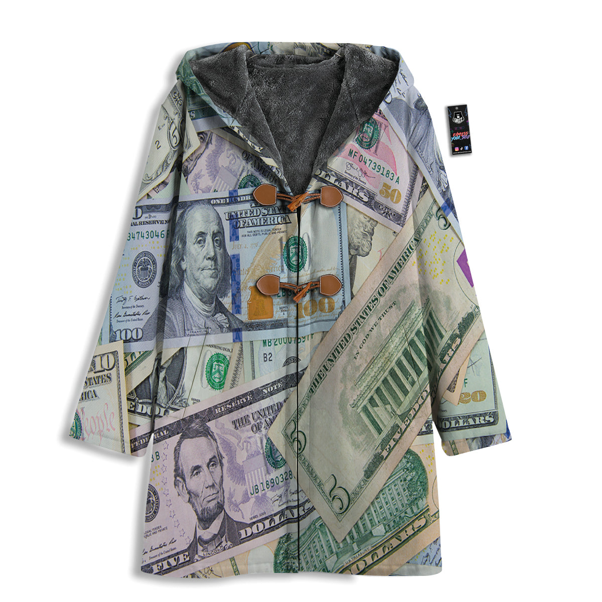 US Dollar Print Men's Windbreaker Jacket-grizzshop