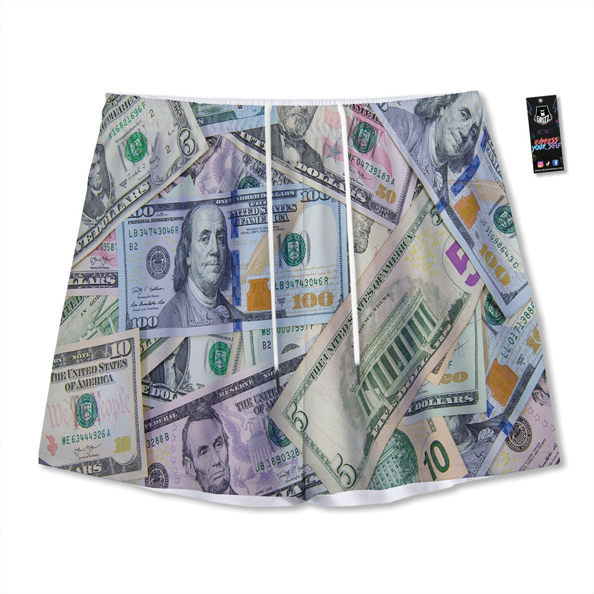 US Dollar Print Mesh Shorts