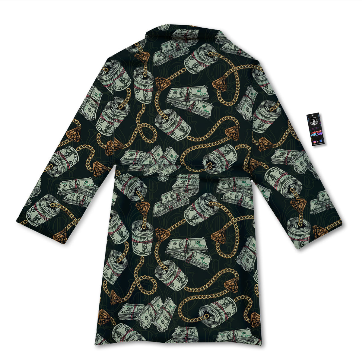 US Dollar Print Pattern Bathrobe-grizzshop