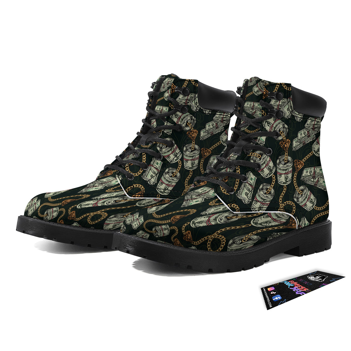 US Dollar Print Pattern Boots-grizzshop