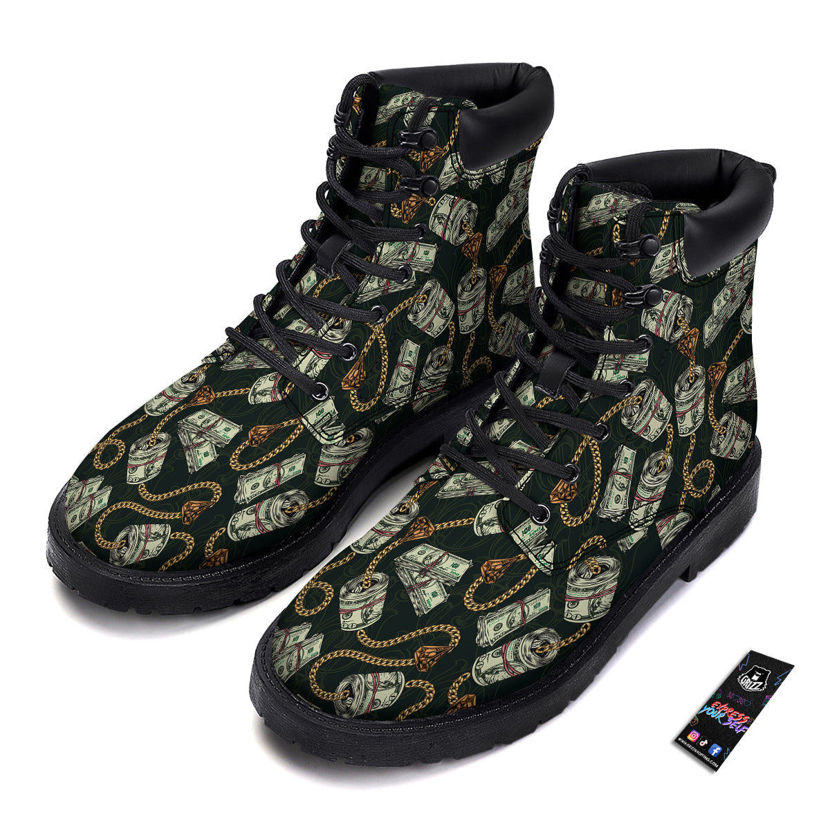 US Dollar Print Pattern Boots-grizzshop