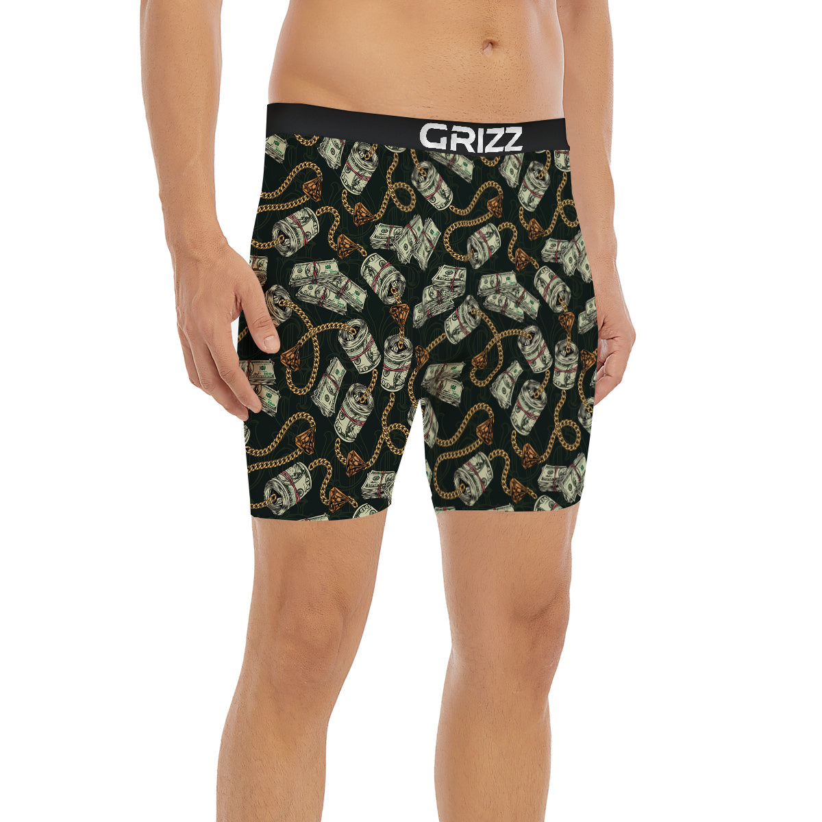 US Dollar Print Pattern Boxer Briefs-grizzshop