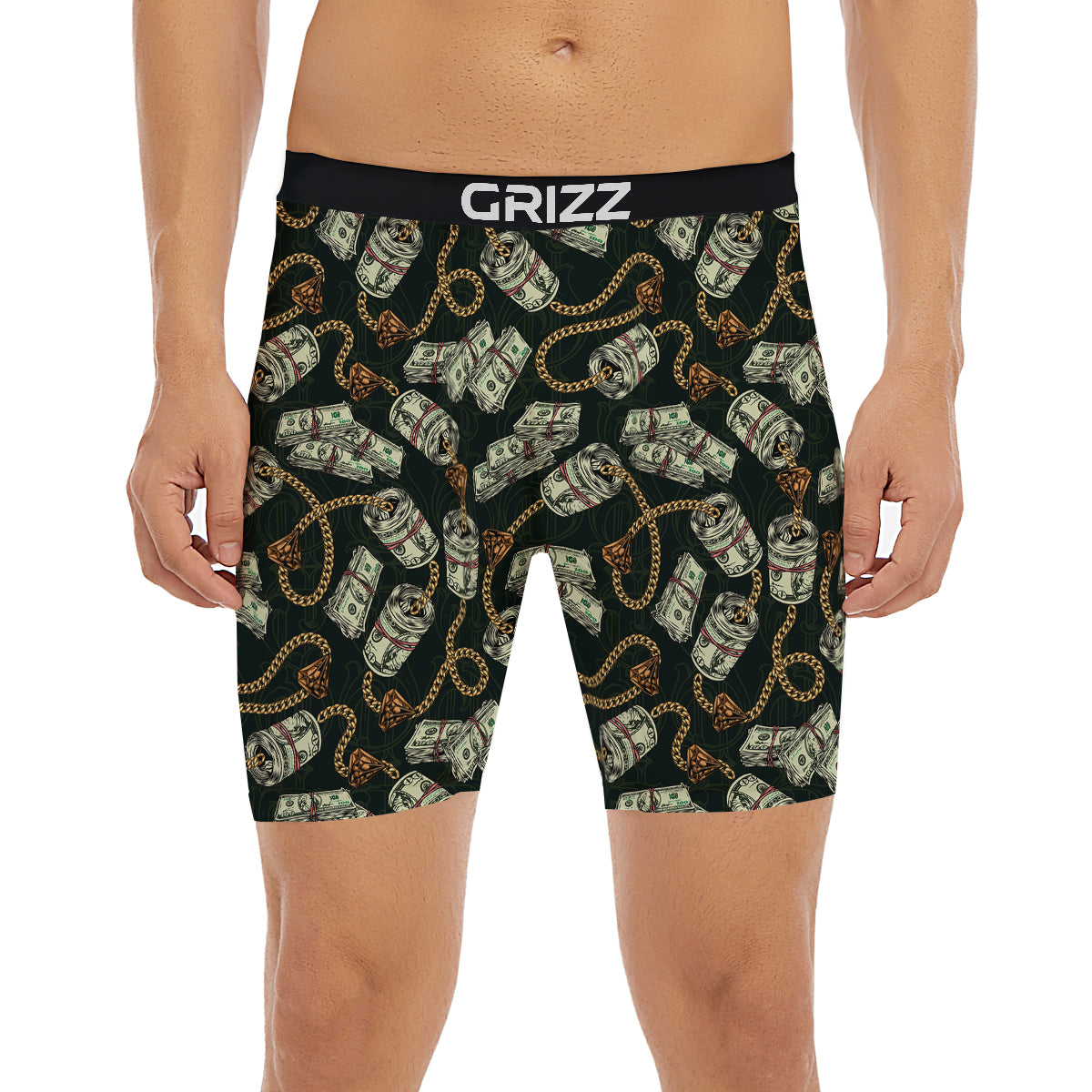US Dollar Print Pattern Boxer Briefs-grizzshop