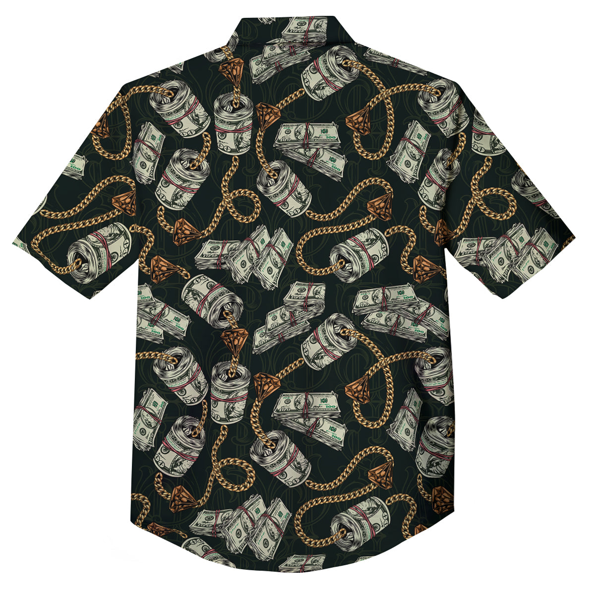 US Dollar Print Pattern Button Up Shirt-grizzshop