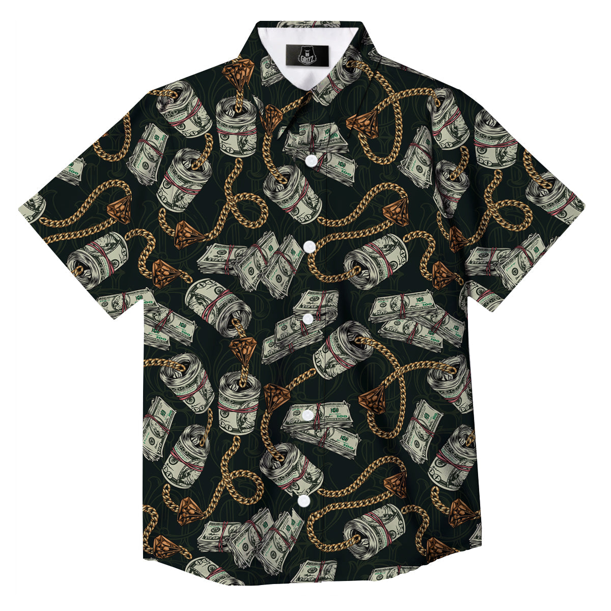 US Dollar Print Pattern Button Up Shirt-grizzshop