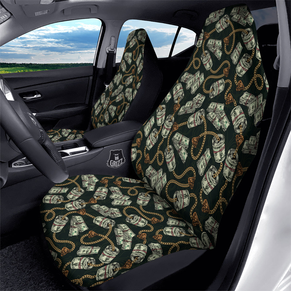 US Dollar Print Pattern Car Seat Covers-grizzshop