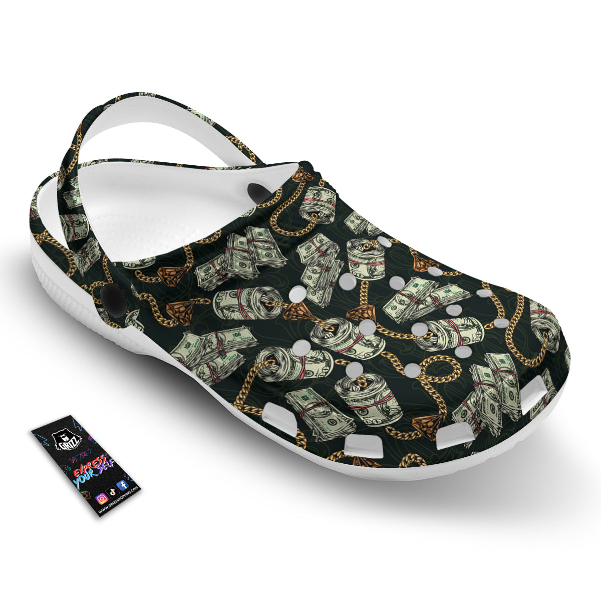 US Dollar Print Pattern Clog-grizzshop