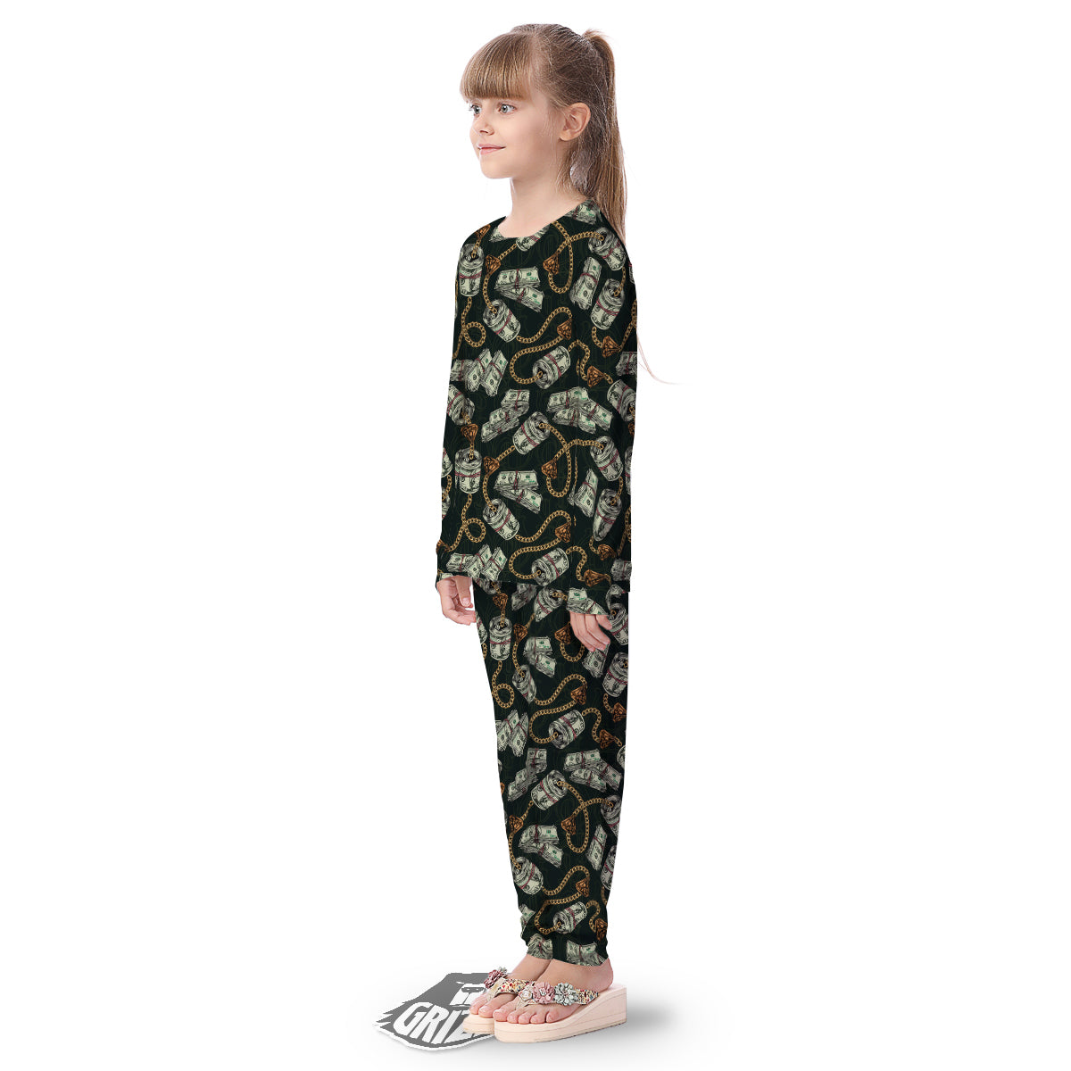 US Dollar Print Pattern Kid's Pajamas-grizzshop