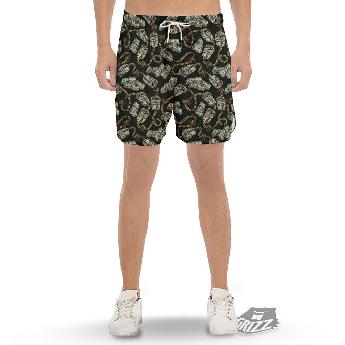 US Dollar Print Pattern Men's Gym Shorts-grizzshop