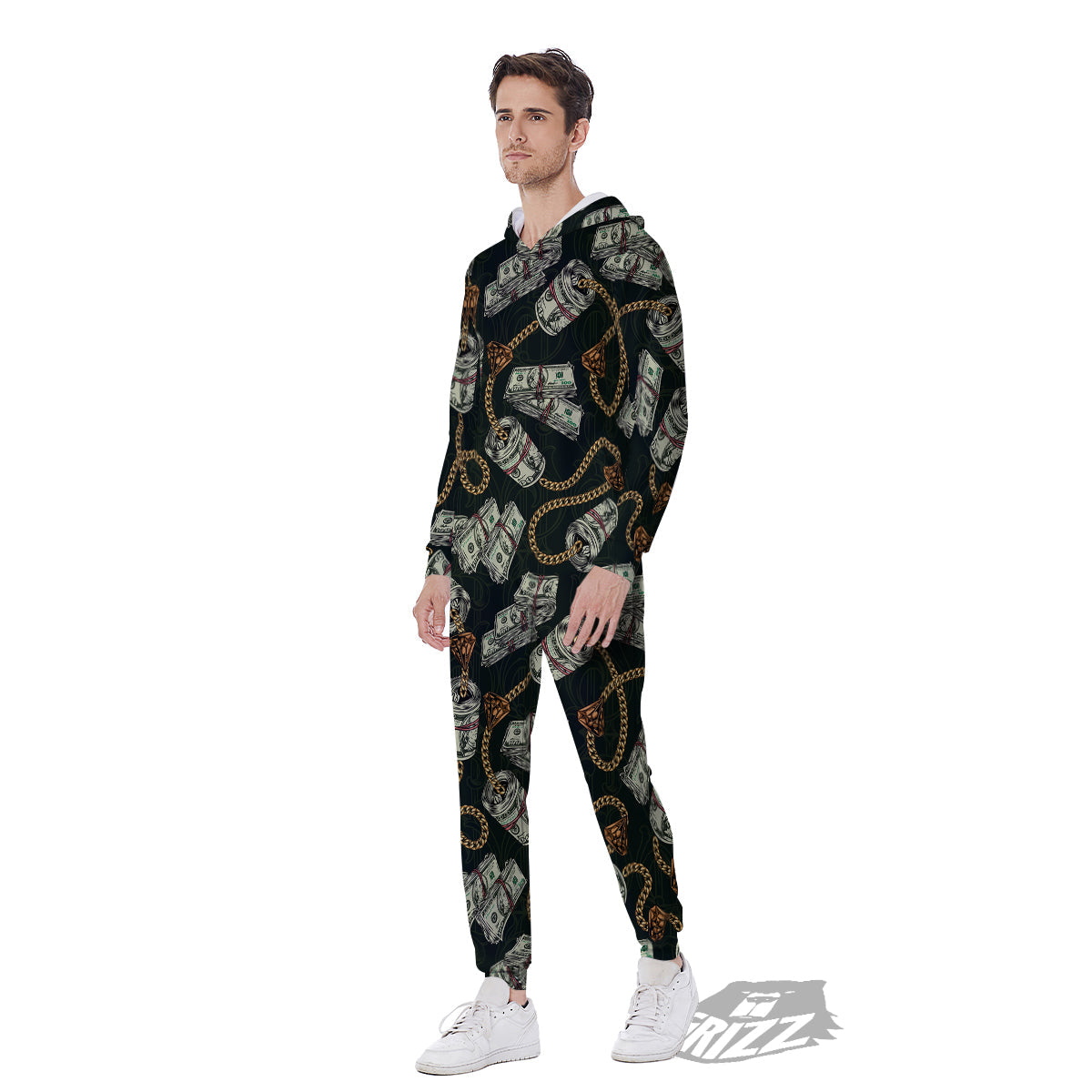 US Dollar Print Pattern Men's Jumpsuit-grizzshop
