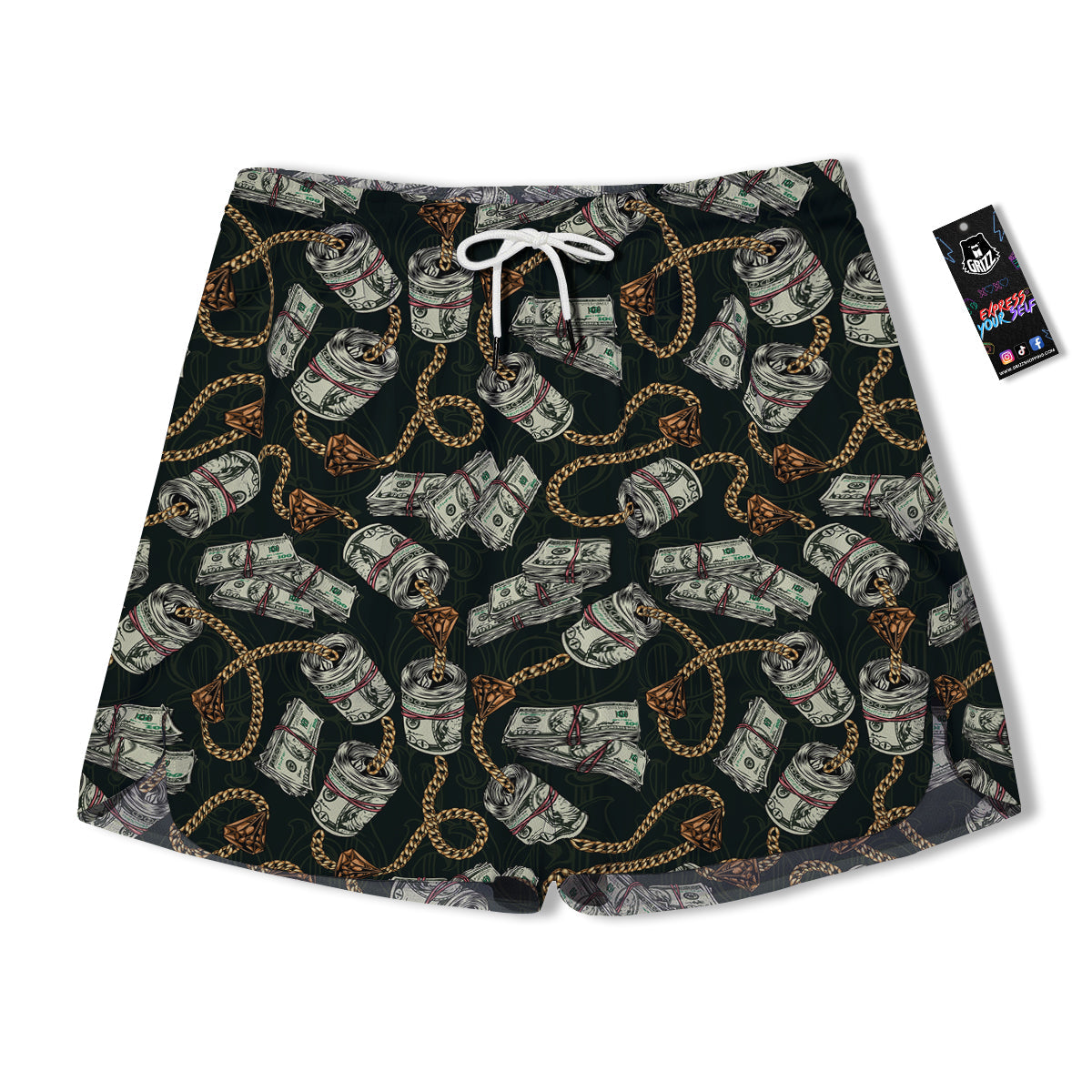US Dollar Print Pattern Men's Running Shorts-grizzshop