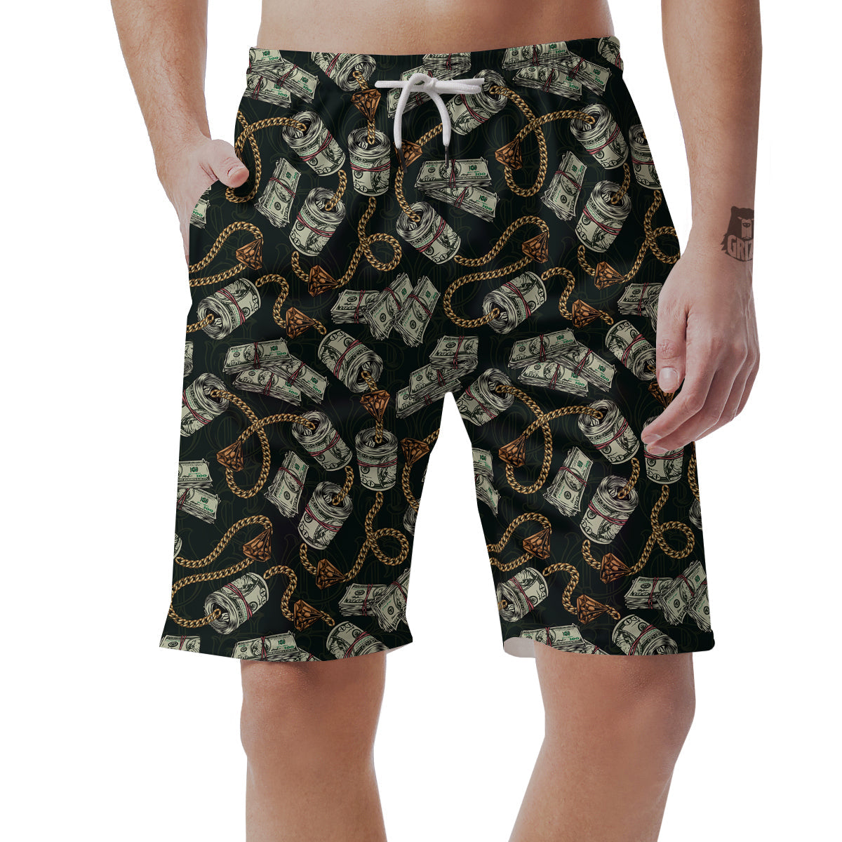 US Dollar Print Pattern Men's Shorts-grizzshop