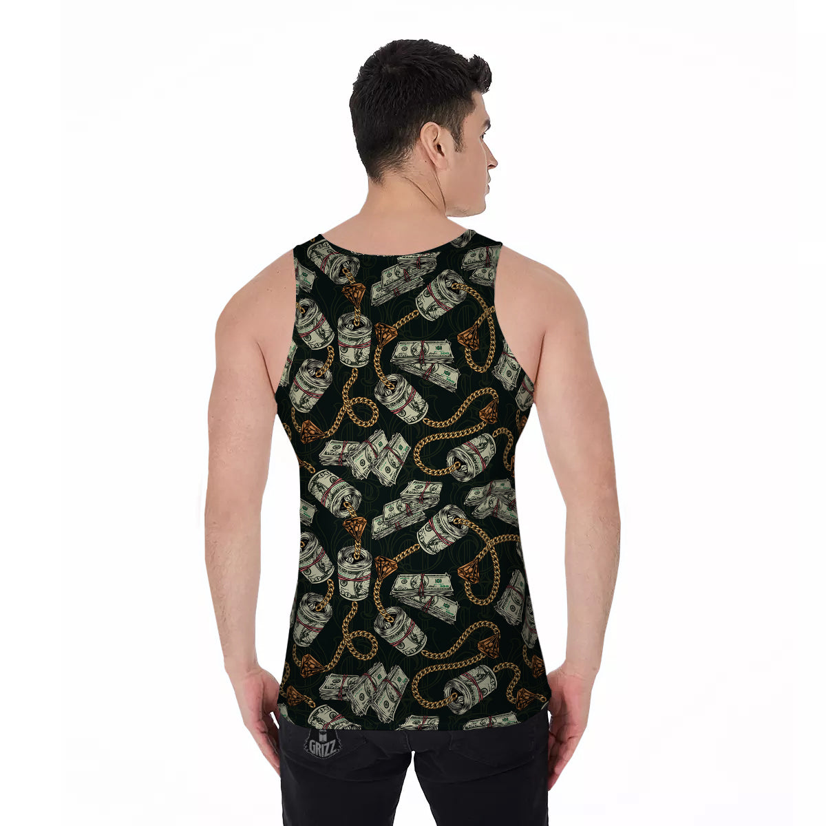 US Dollar Print Pattern Men's Tank Top-grizzshop