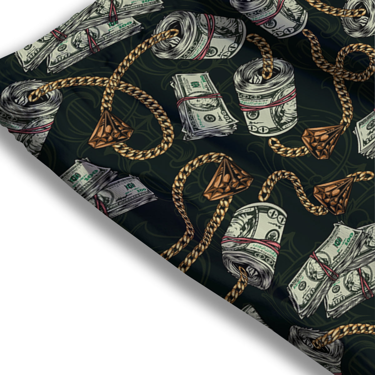 US Dollar Print Pattern Mesh Shorts